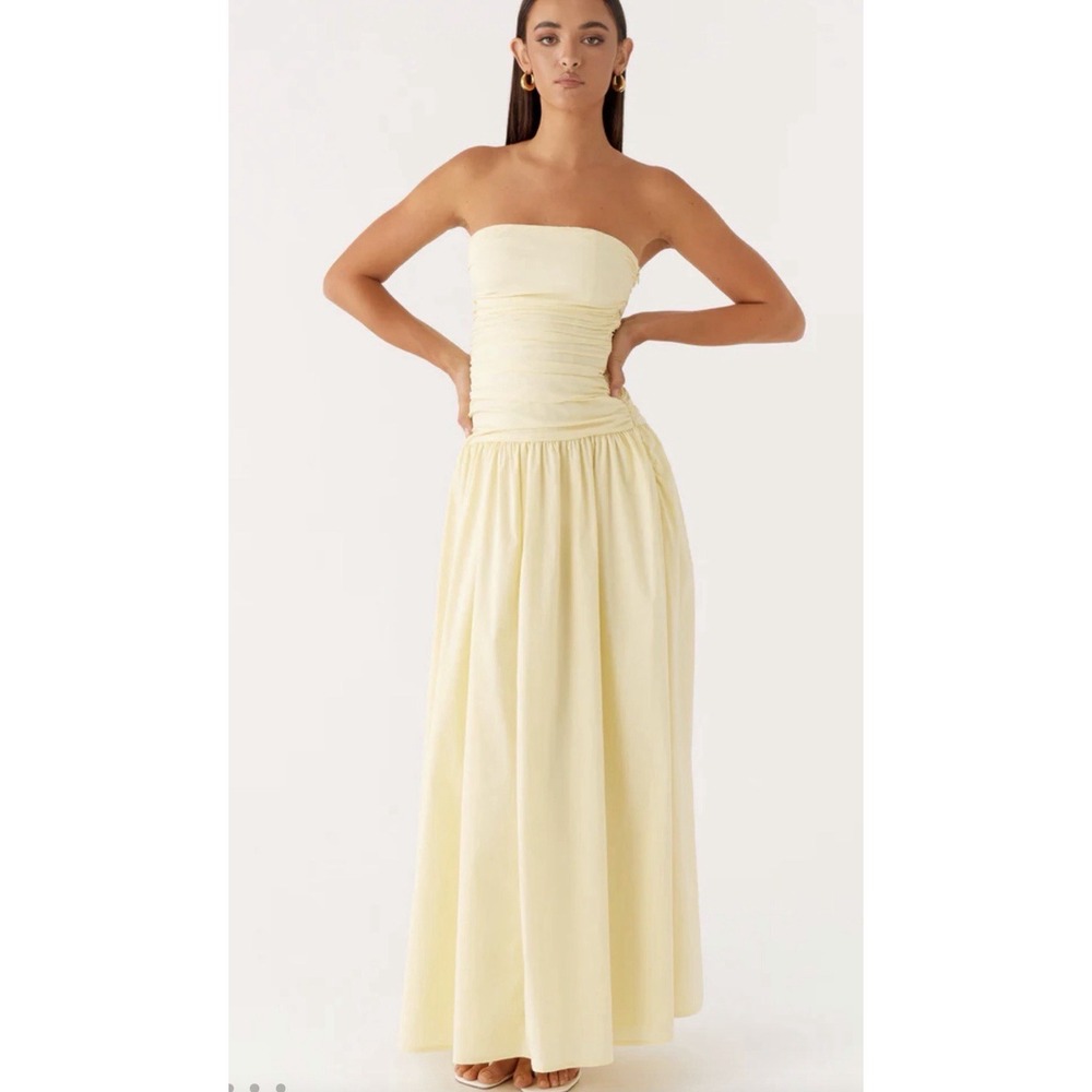 Peppermayo Carmel Maxi Dress Strapless Yellow Size 8 NWOT